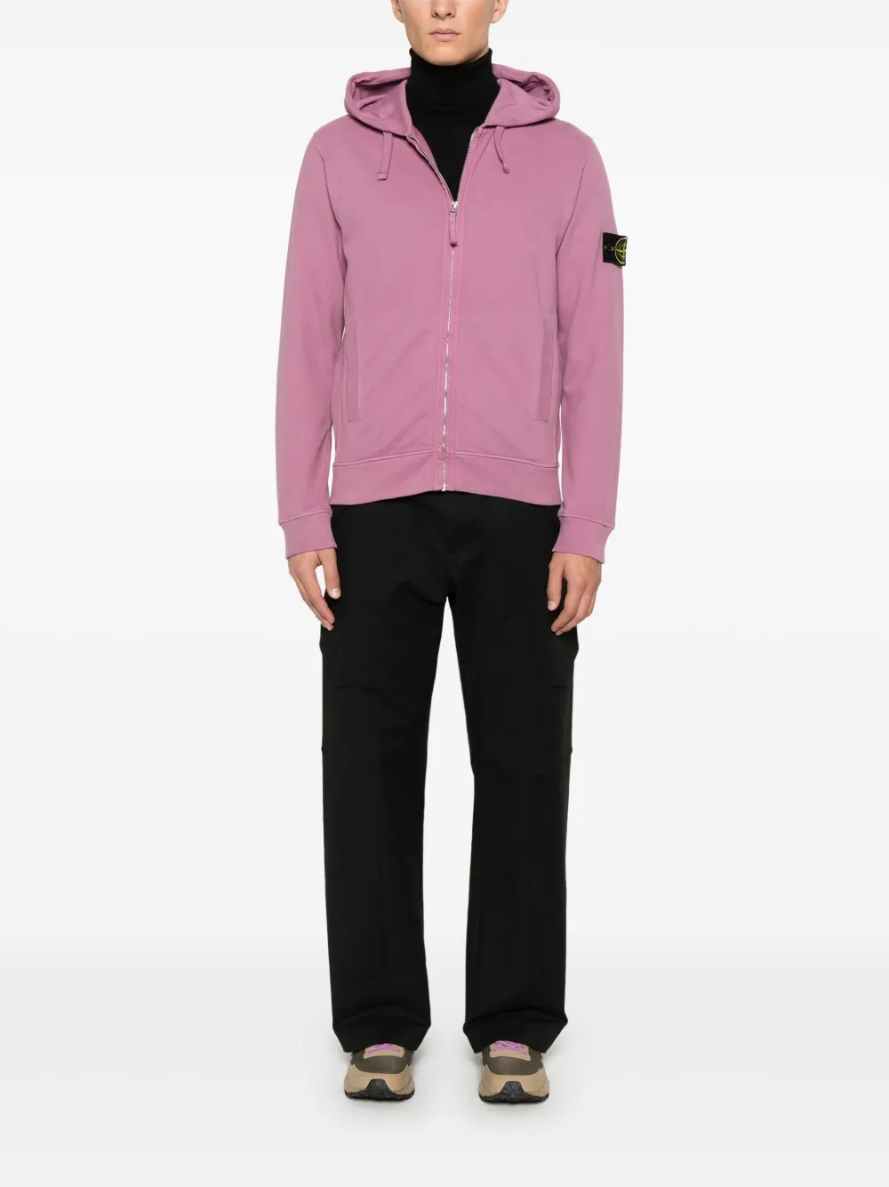 Stone Island Hoodie met rits - Roze