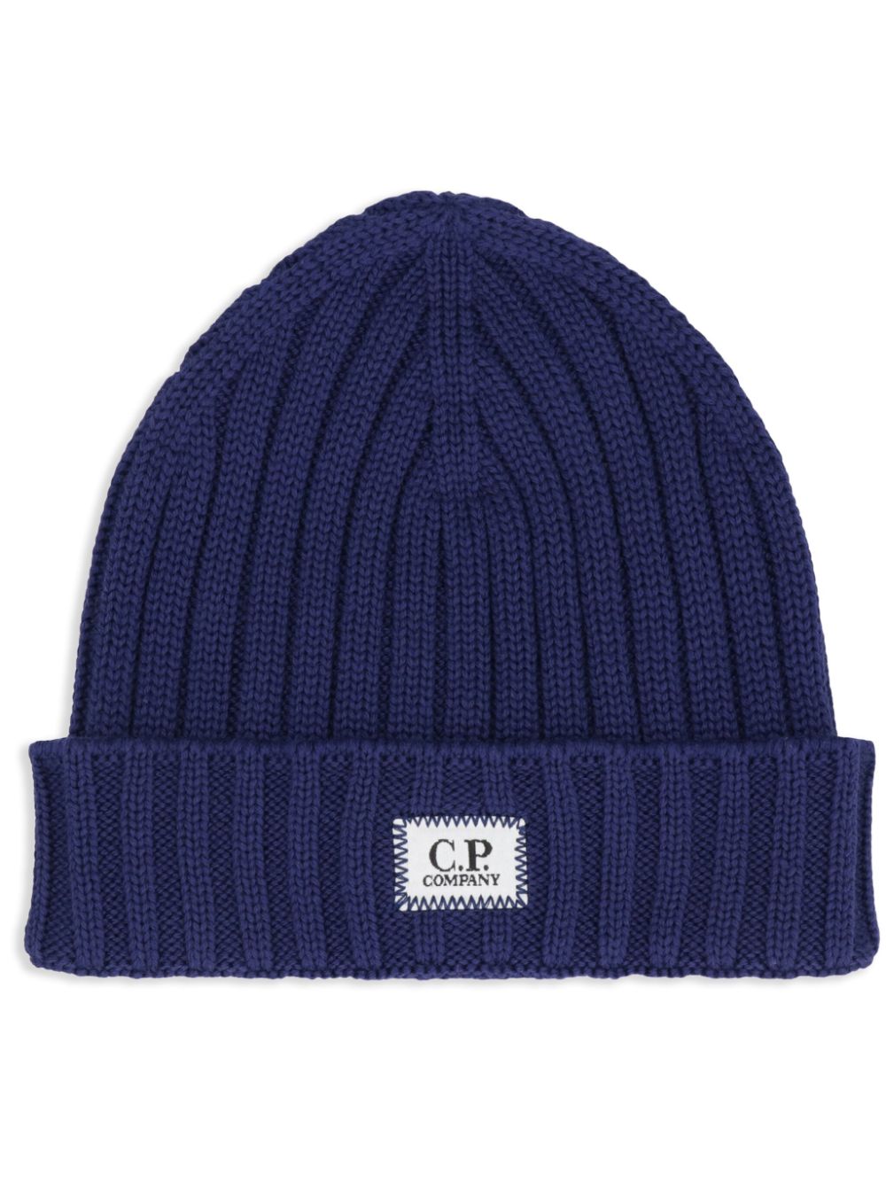 Shop C.p. Company Logo-patch Beanie In Blue