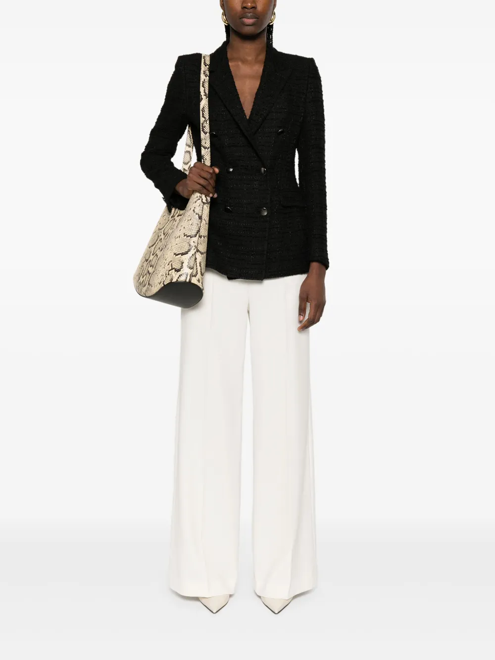Shop Tagliatore Tweed Blazer In Black