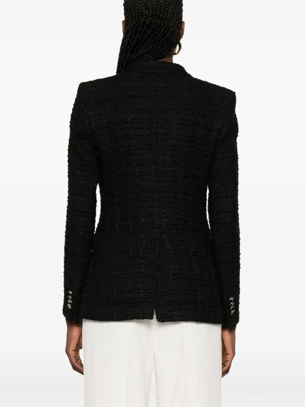 Shop Tagliatore Tweed Blazer In Black