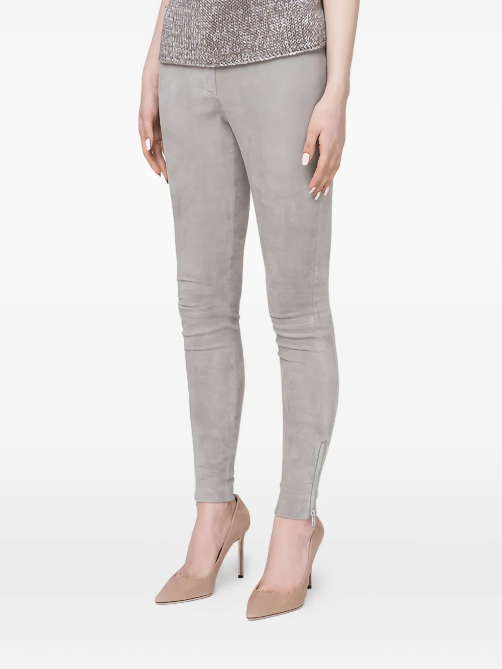 Fabiana Filippi Linen/flax Skinny Trousers In Gray