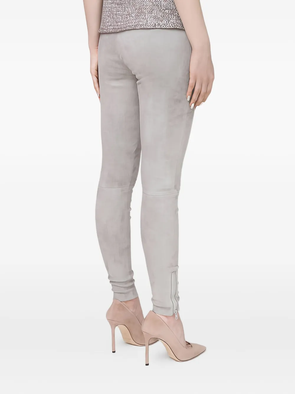 Fabiana Filippi Linen/flax Skinny Trousers In Gray