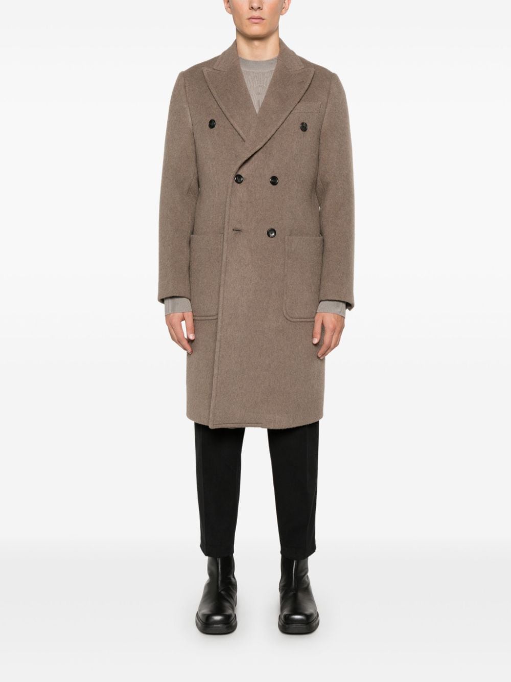 Emporio Armani brushed coat - Bruin