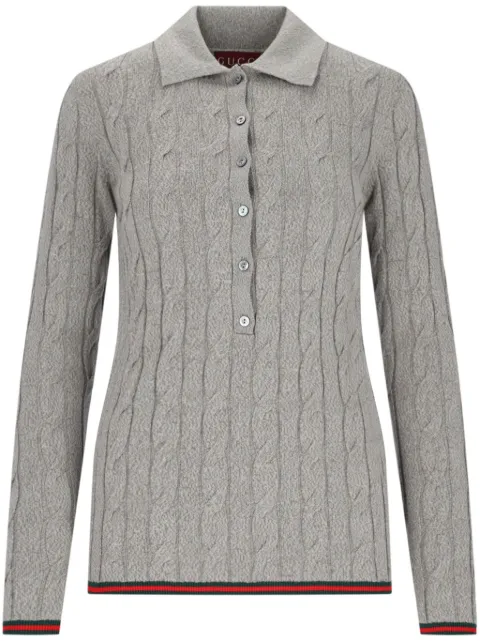Gucci ribbed-trim cable-knit top