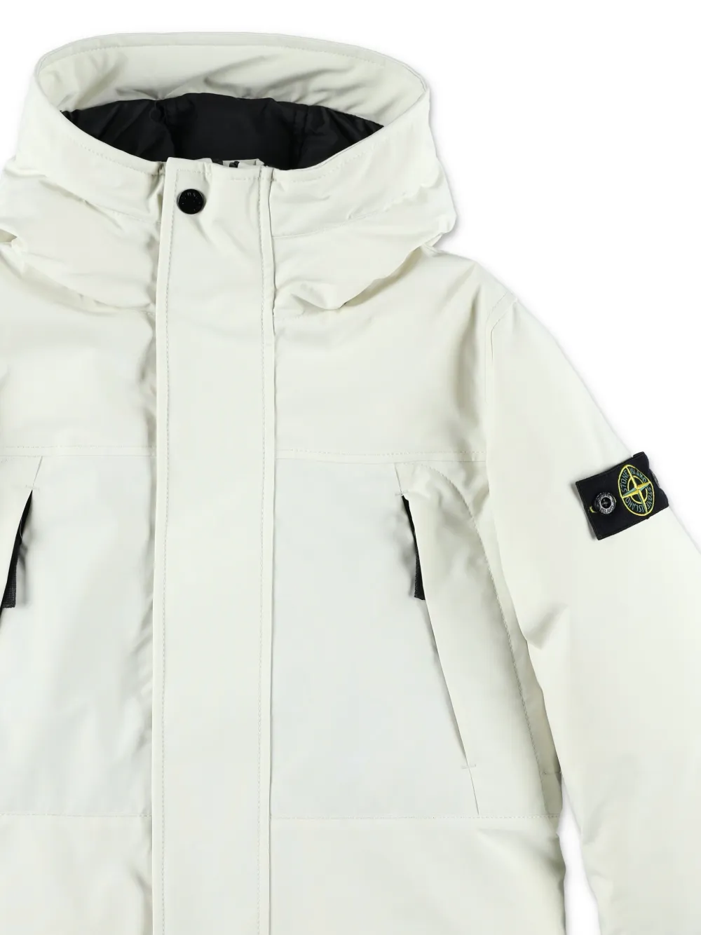 Stone Island Junior Parka met capuchon en Compass-logopatch Wit