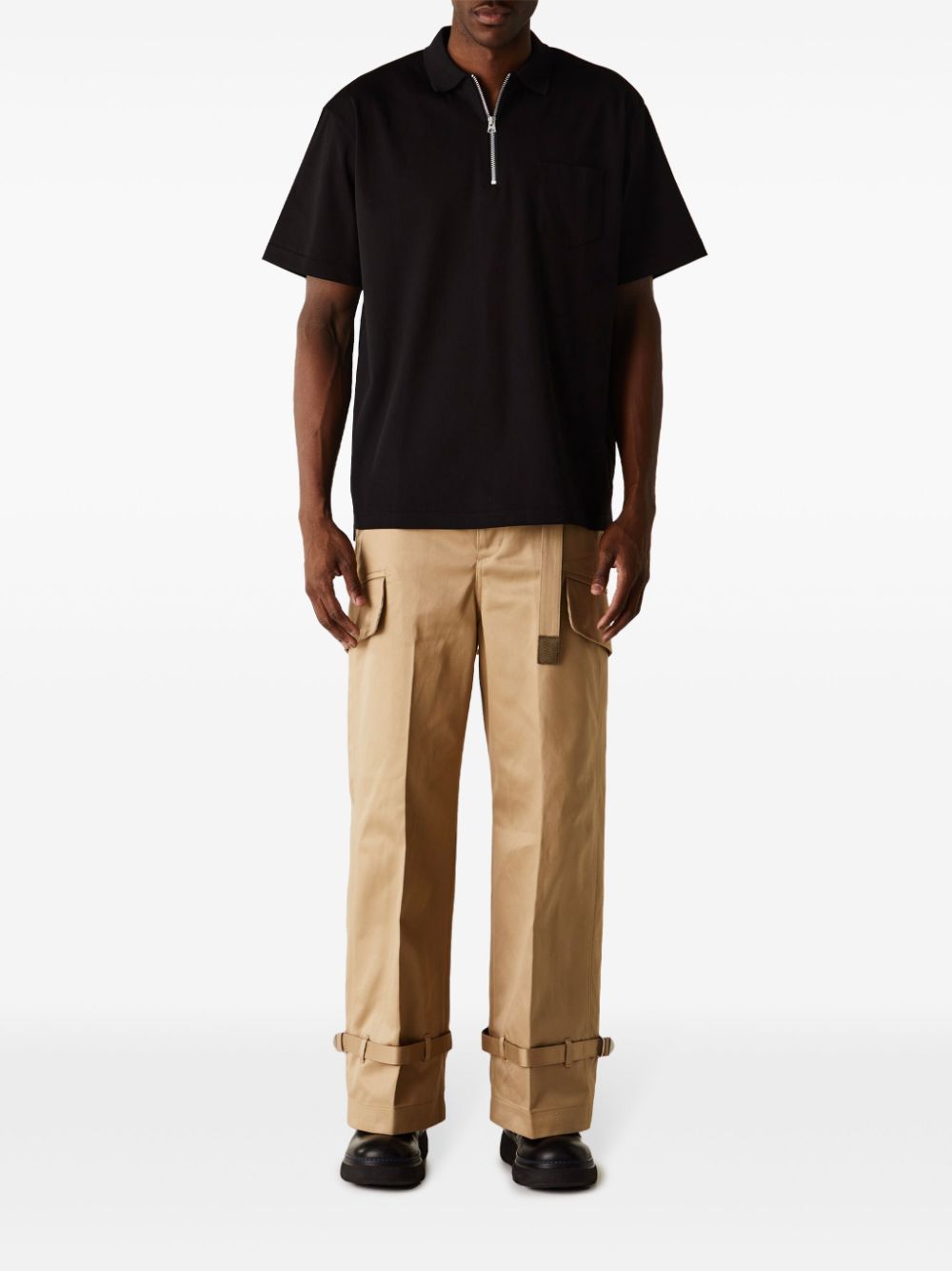 sacai jersey polo shirt - Zwart