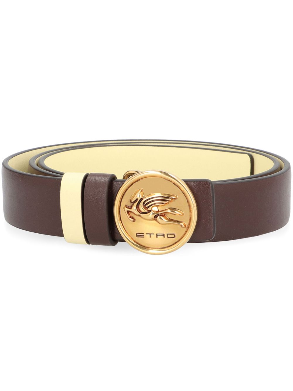 ETRO Pegaso-buckle reversible leather belt - Brown