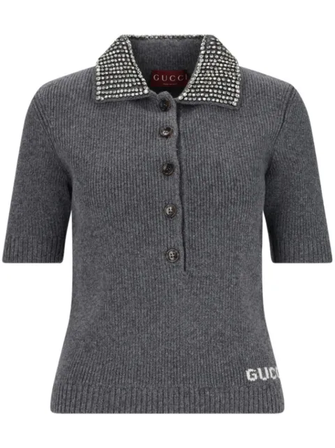 Gucci playera tipo polo tejida de canalé