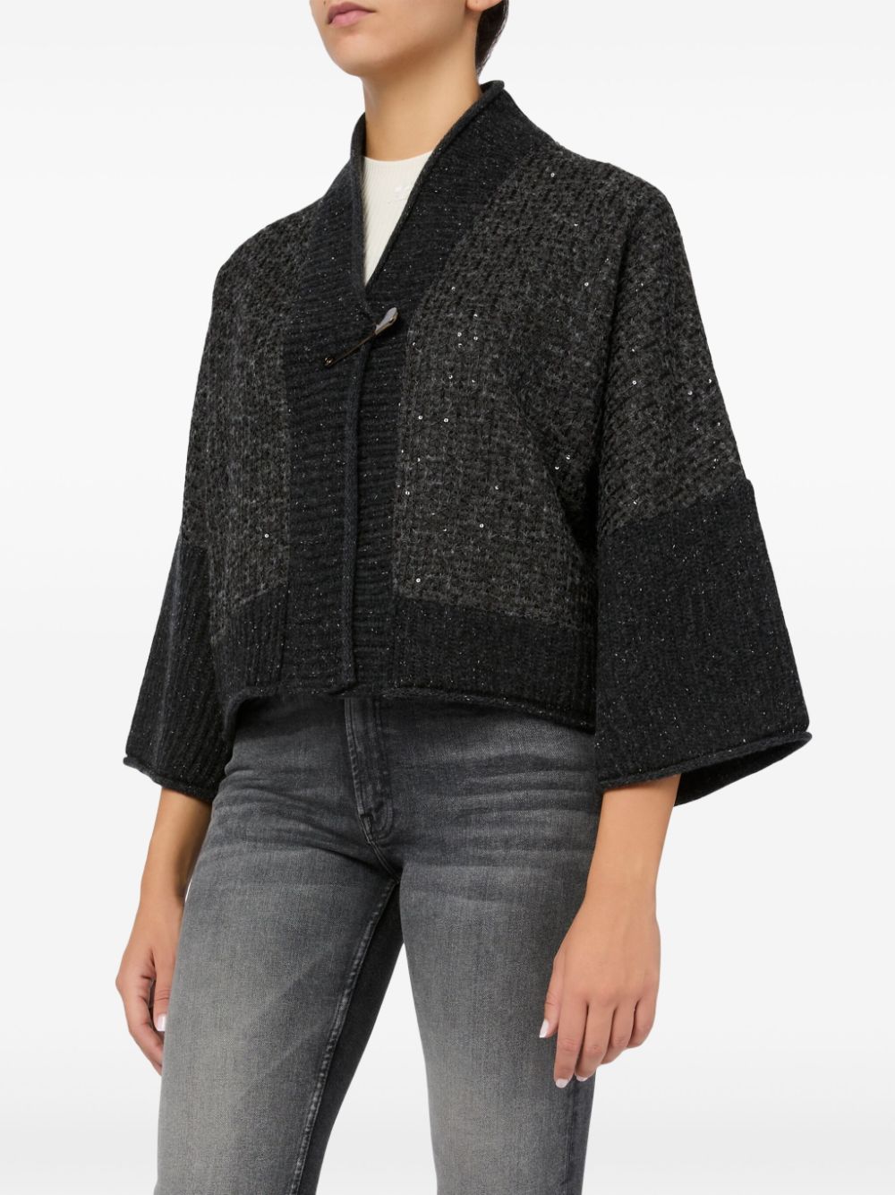 D.Exterior Gebreide poncho - Zwart