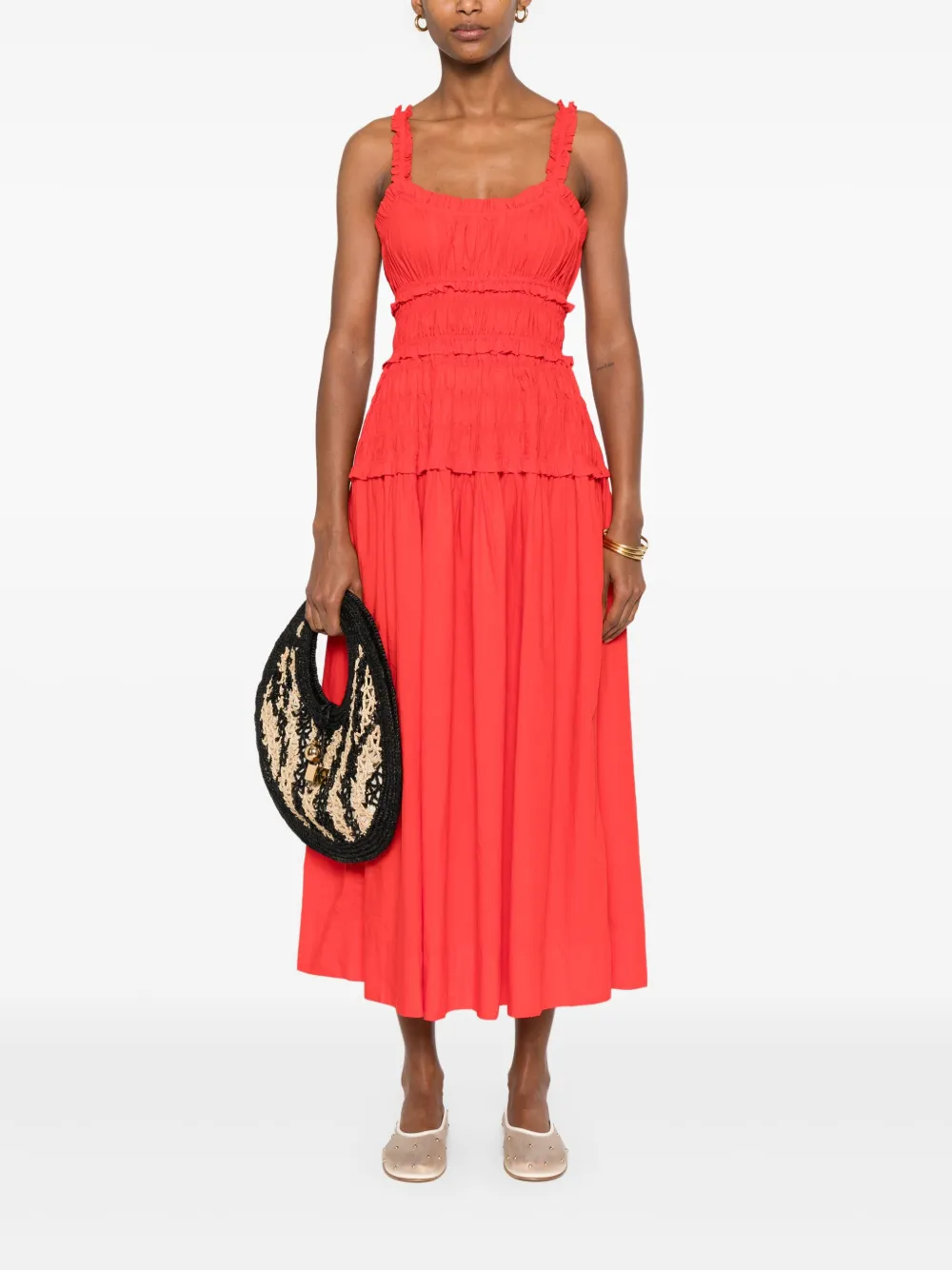 DÔEN Marianne midi-jurk - Rood
