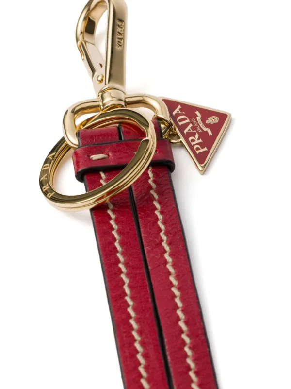 Prada Leather Bag Charm And Keychain | Red | FARFETCH