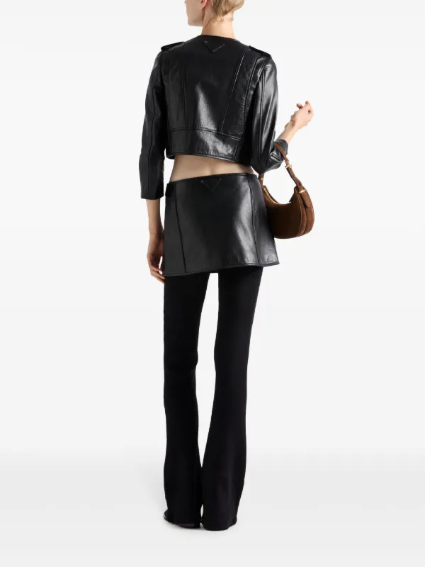 ミニスカート PRADA SS25 Black leather mini skirt (51893SOOO11KD F0002) Prada Leather Mini Skirt | Black | FARFETCH AO