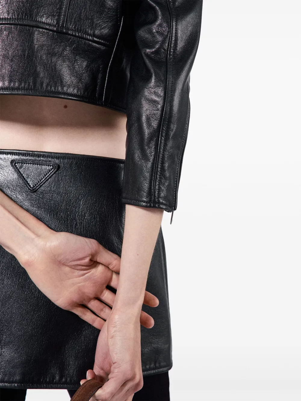 Prada Leren mini-rok Zwart