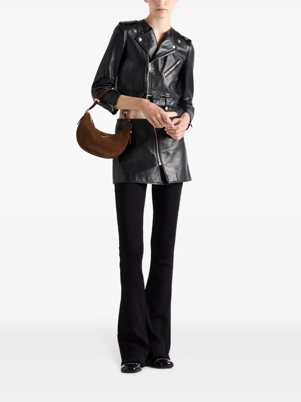 Prada Leren mini-rok - Zwart