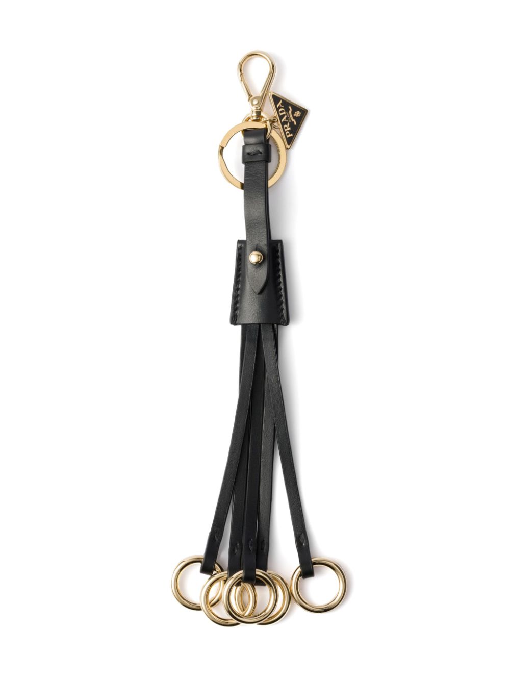 Shop Prada Leather Bag Charm And Keychain In Black