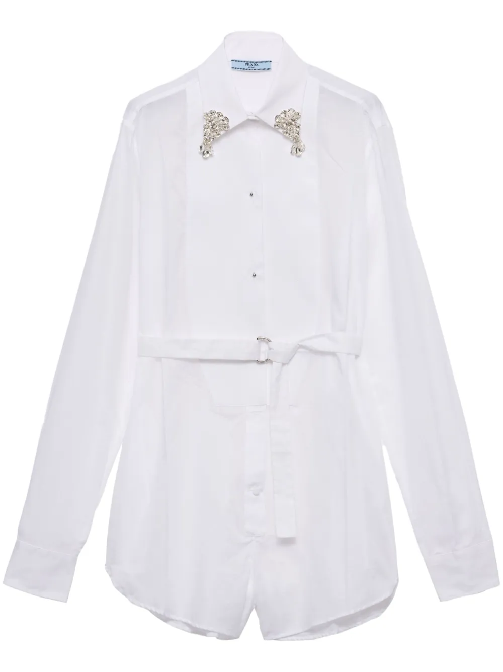 Prada short batiste jumpsuit - White