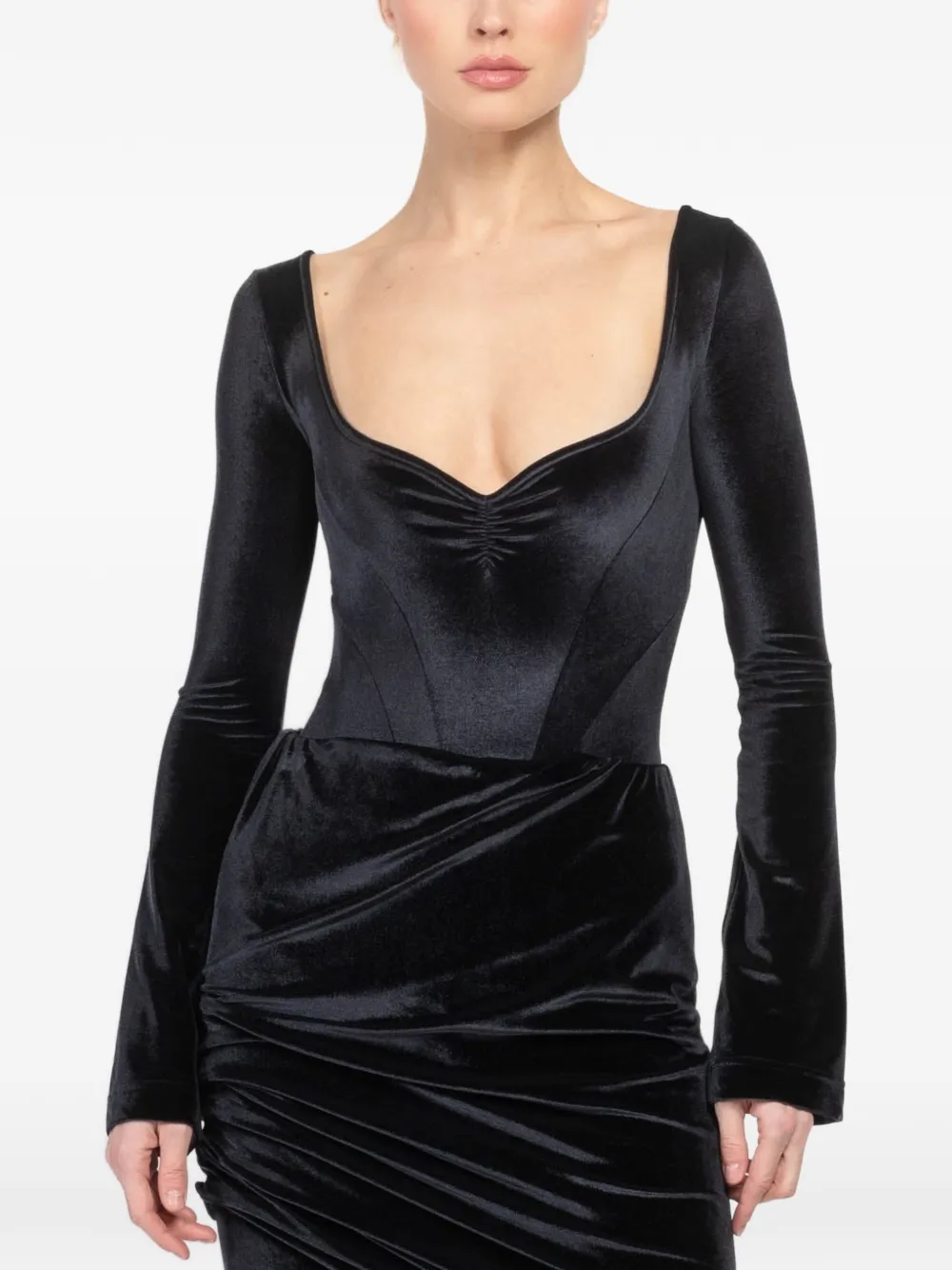 ALAINPAUL long-sleeve sweetheart jumpsuit - Nero