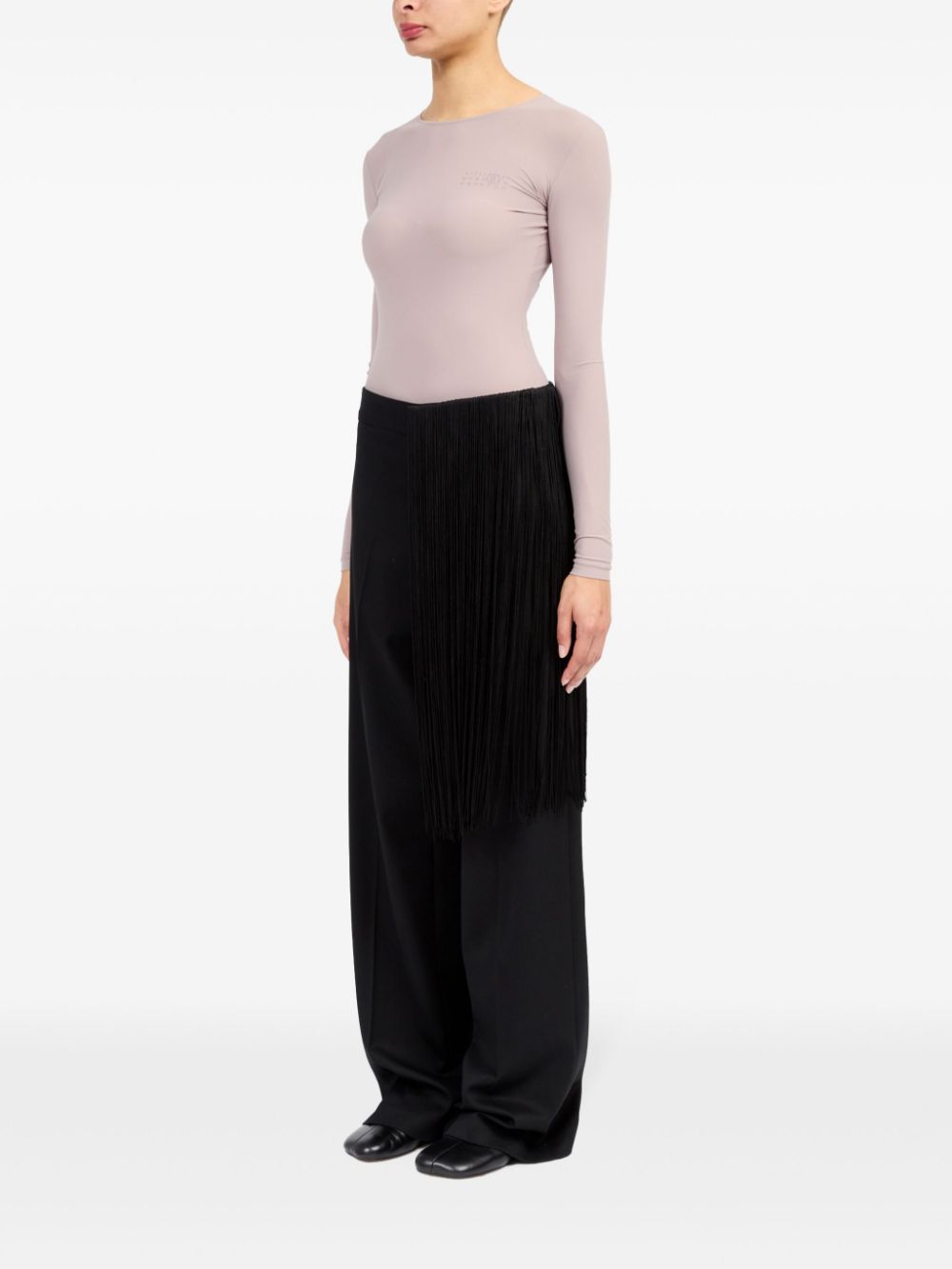 MM6 Maison Margiela fringe-detailing flared trousers Women