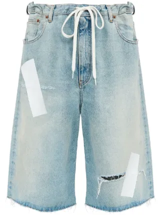 MM6 Maison Margiela logo-patch Shorts | Blue | FARFETCH