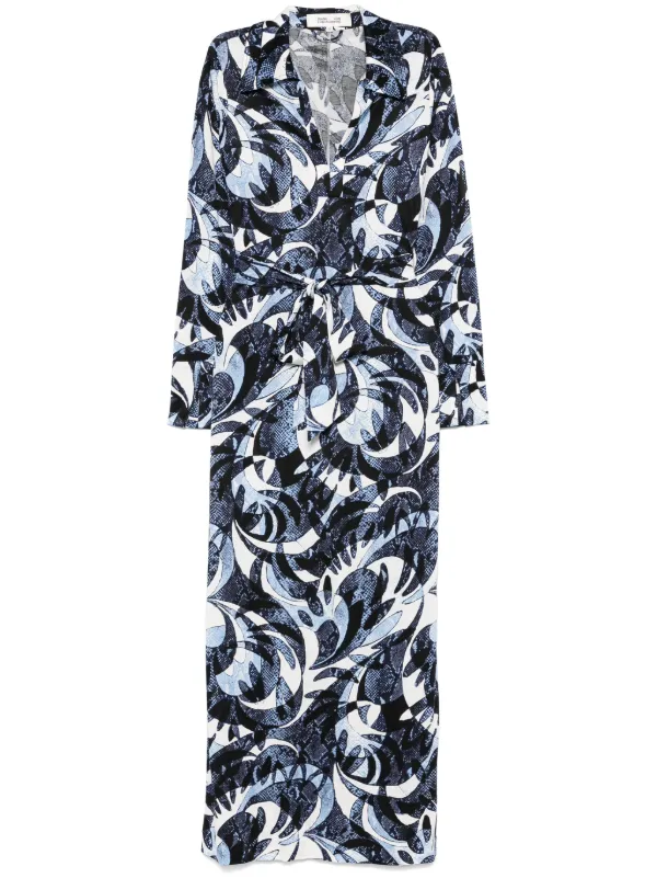 DVF Diane Von Furstenberg Robe Longue Caprera Bleu FARFETCH TN