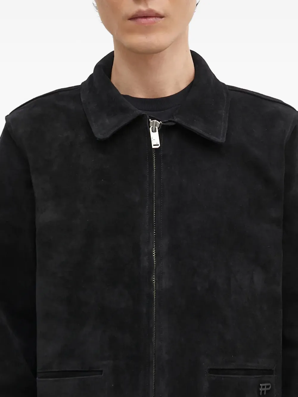 Filling Pieces Suède jack met rits Zwart