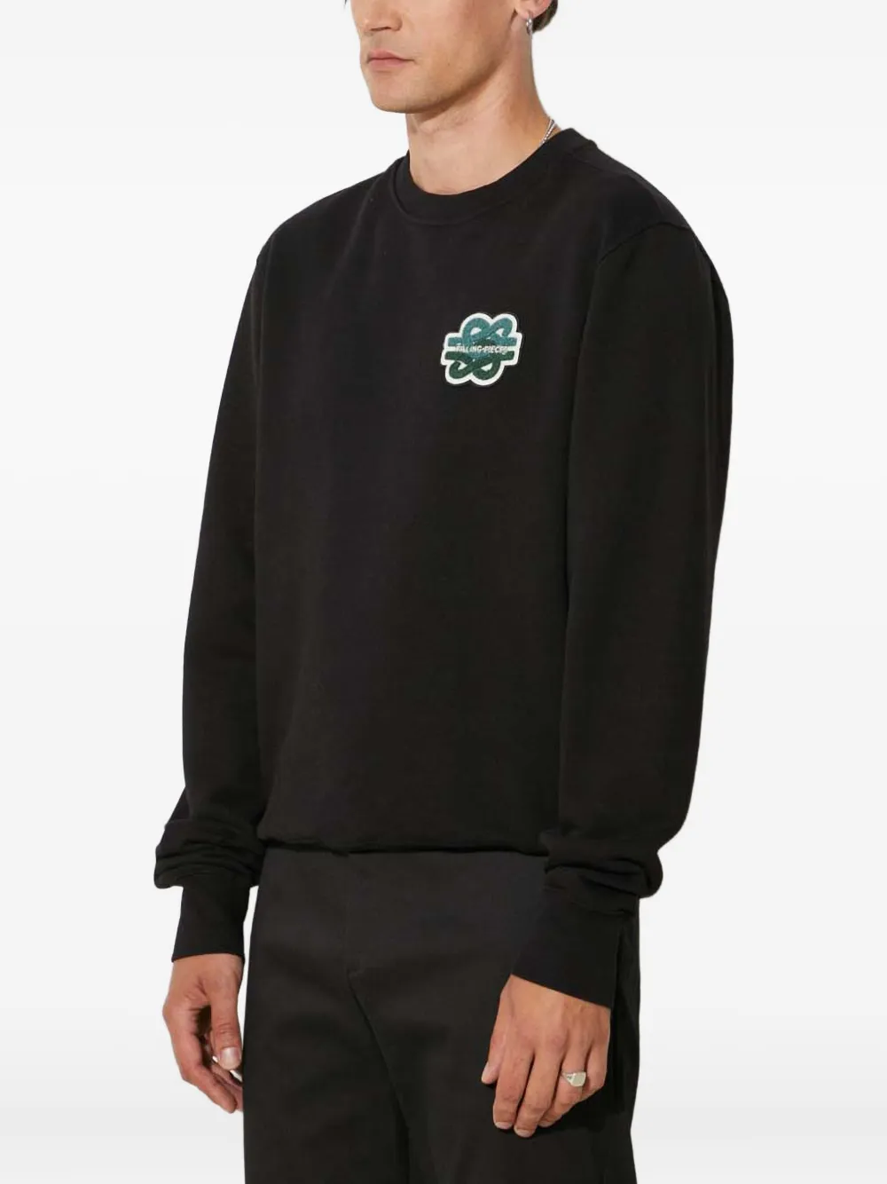 Filling Pieces Sweater met geborduurd logo Zwart