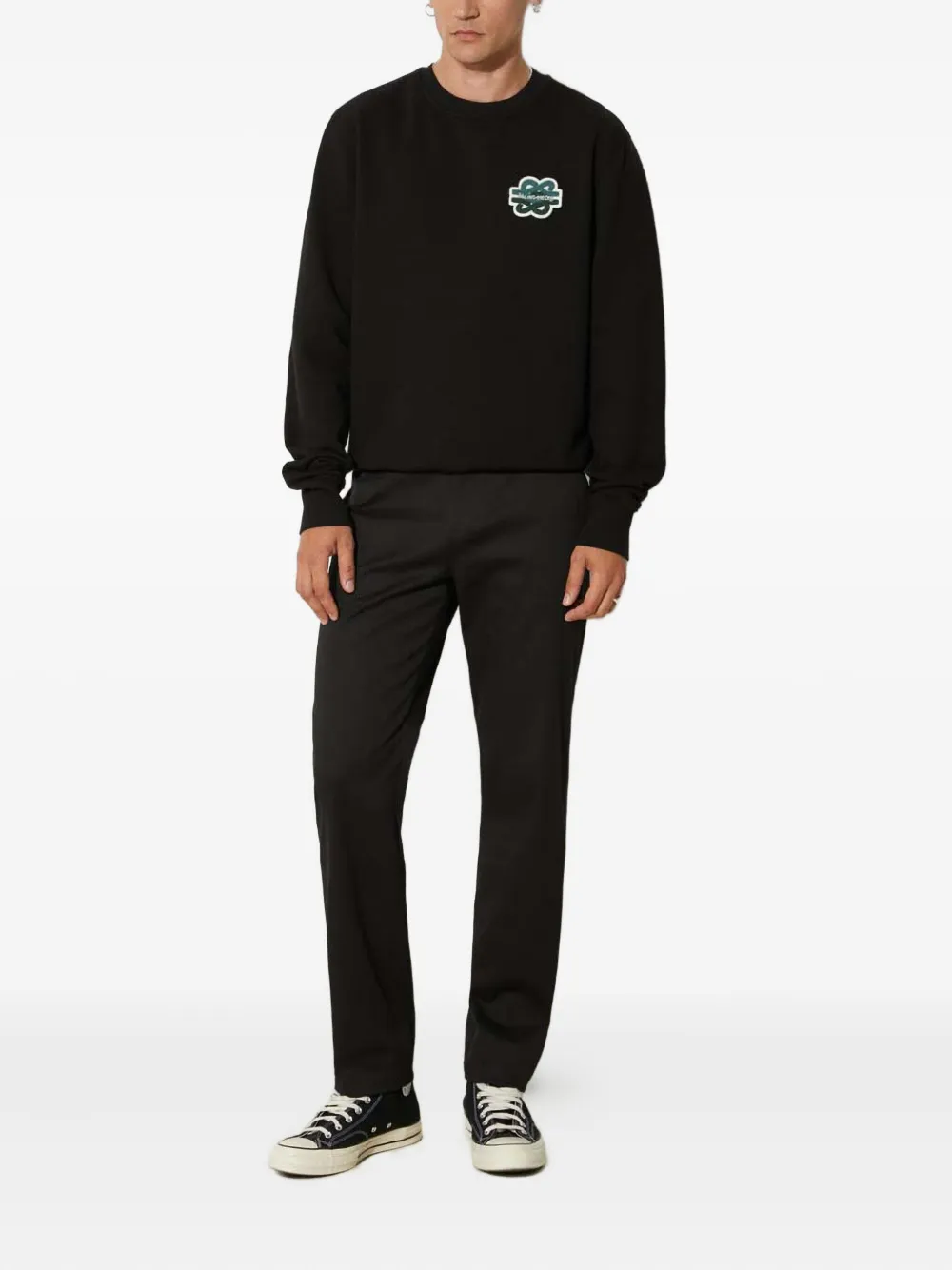 Filling Pieces Sweater met geborduurd logo Zwart