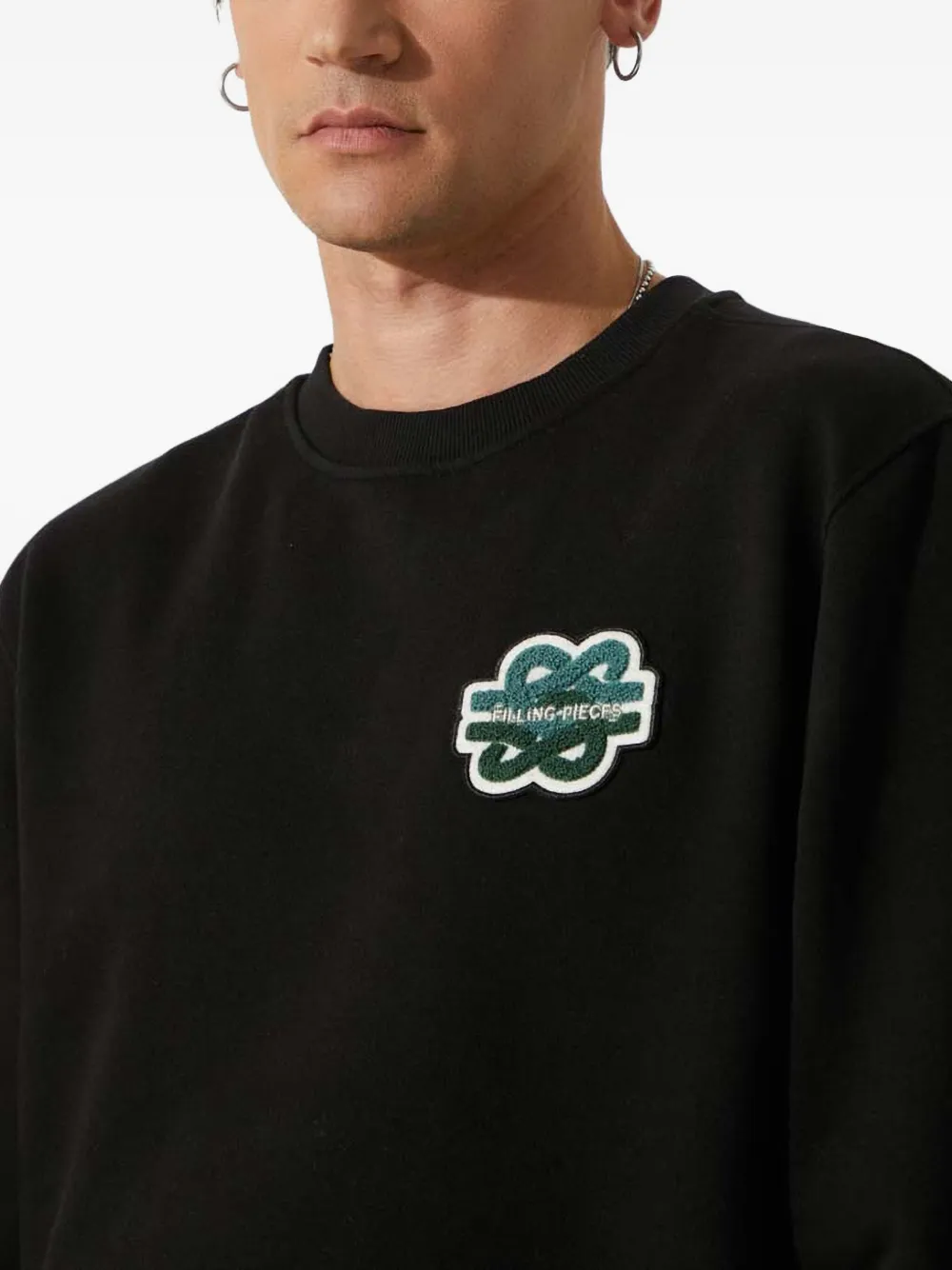 Filling Pieces Sweater met geborduurd logo Zwart