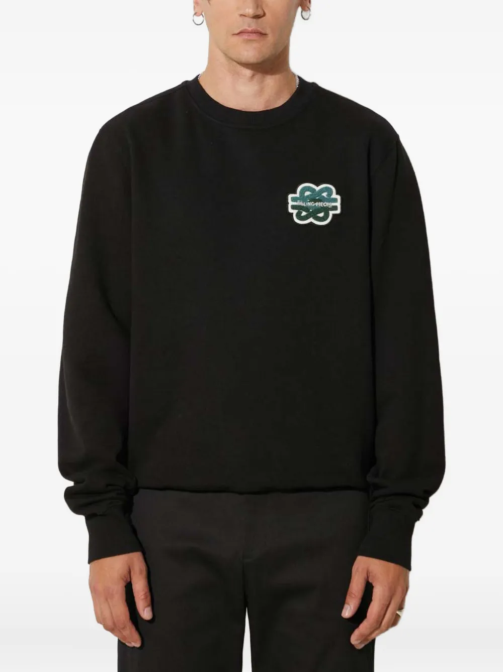 Filling Pieces Sweater met geborduurd logo Zwart