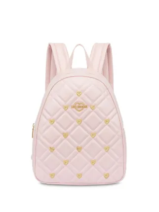 MOSCHINO Pink Quilted Logo Backpack Moschino Logo patch quilted nylon backpack - Pink|760882011224 main image 4