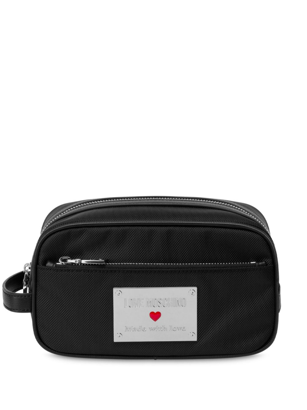 Love Moschino Make-up tas met logoplakkaat Zwart