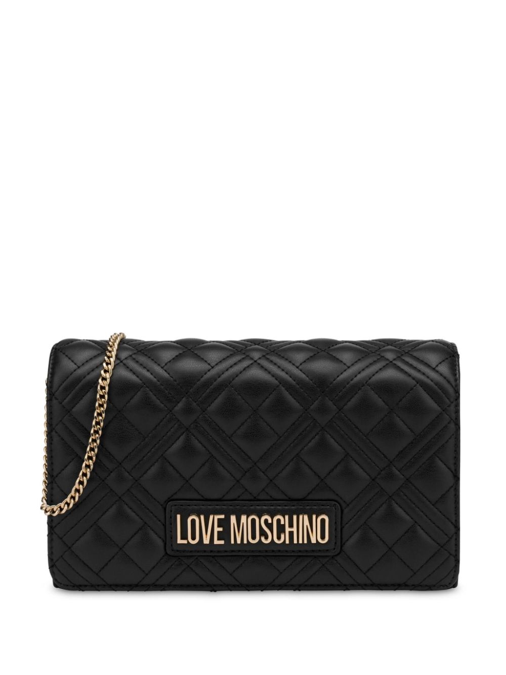 Love Moschino logo-lettering quilted cross body bag – Black