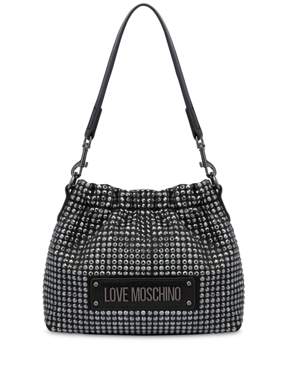 logo-plaque studded cross body bag