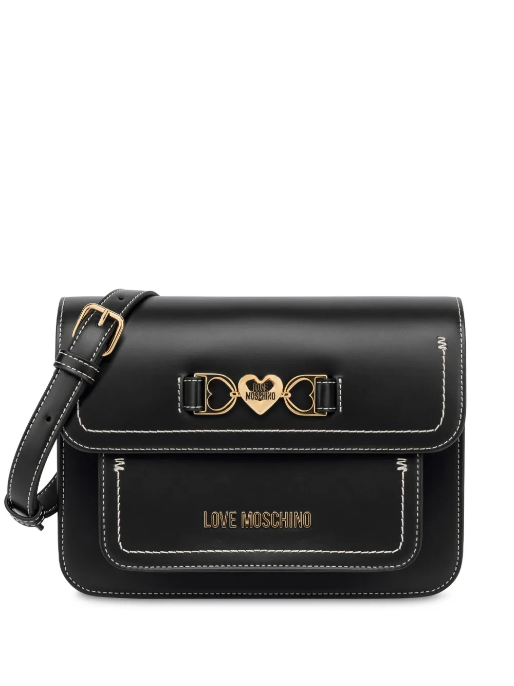 Love Moschino Leren crossbodytas met hartplakkaat Zwart