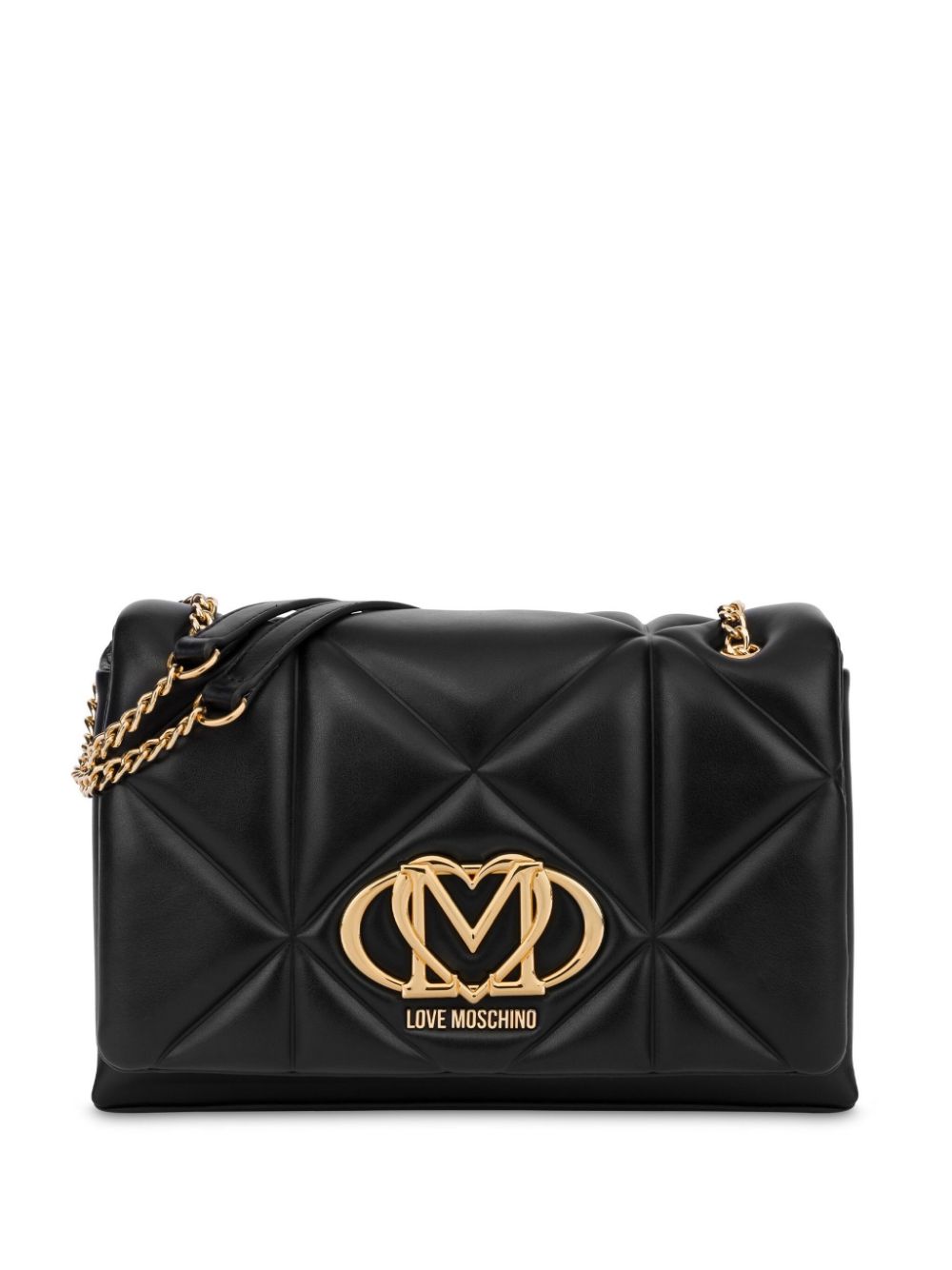 Love Moschino logo-plaque quilted cross body bag - Black