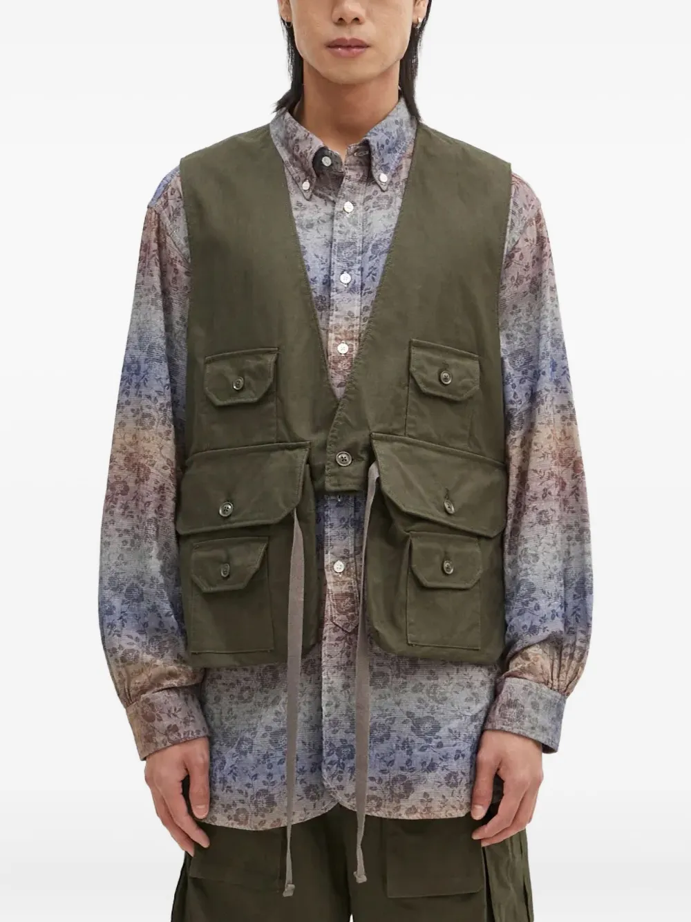 multi-pocket belted vest