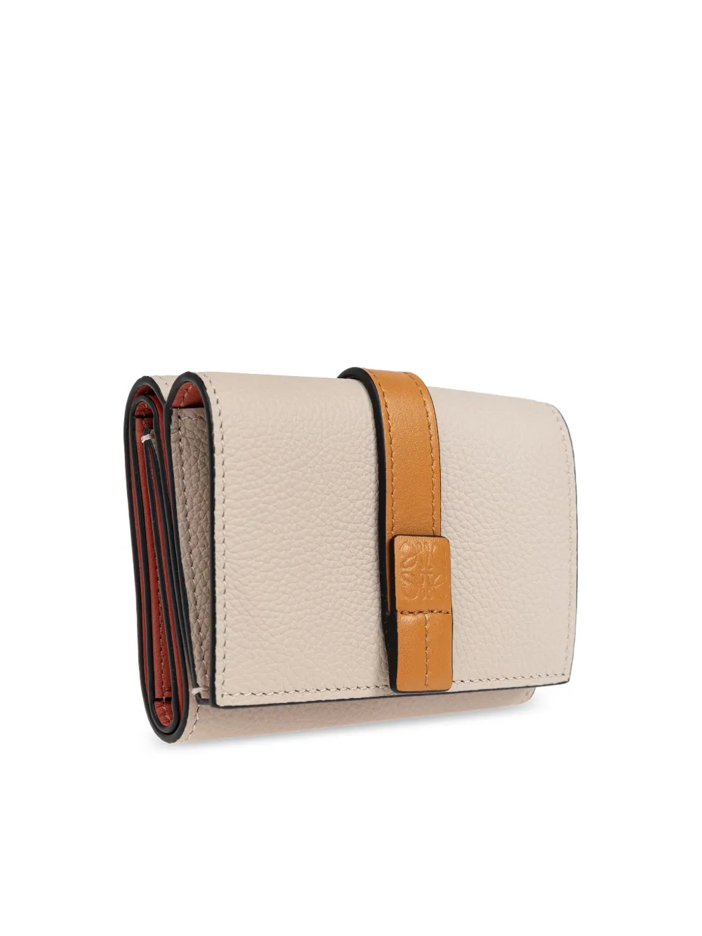 LOEWE Leren portemonnee met logo-reliëf Beige
