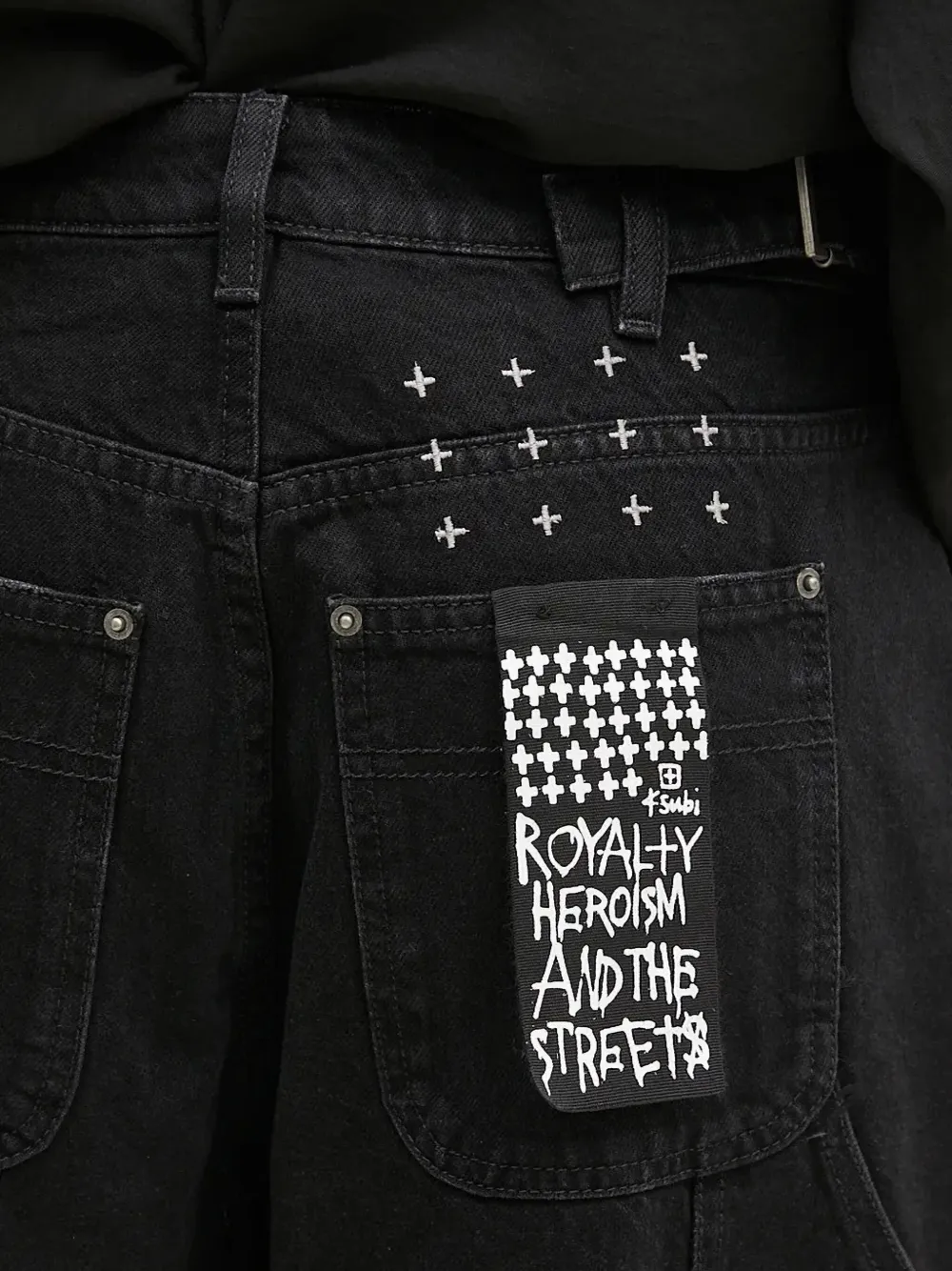 Ksubi Low Rider Carpenter Boneyard Embroidered Denim Jeans In Black