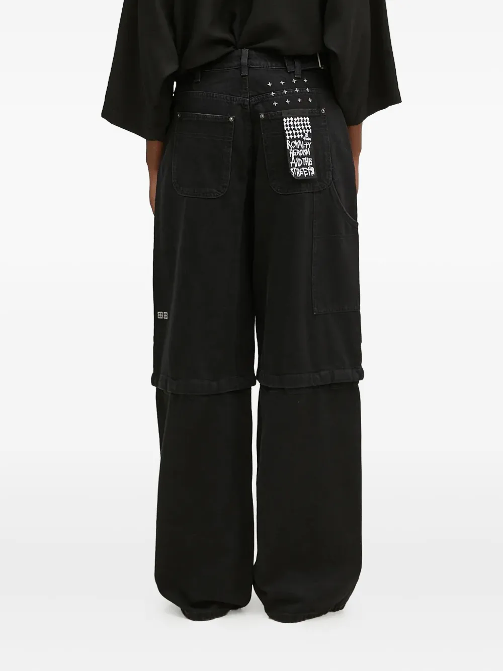 Ksubi Low Rider Carpenter Boneyard Embroidered Denim Jeans In Black