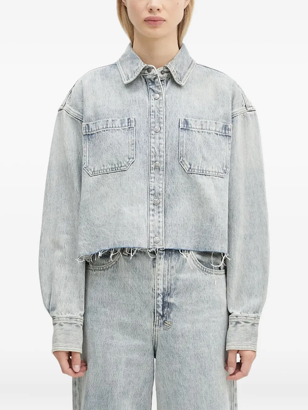 Ksubi Cutaway Ls Worn Denim Shirt In Blue