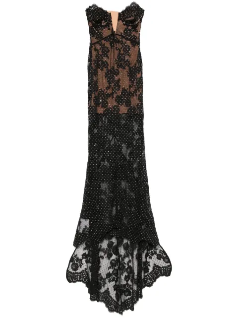 Self-Portrait rhinestoned lace maxi dress