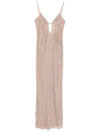 Self-Portrait ラインストーン フィッシュネット マキシドレス