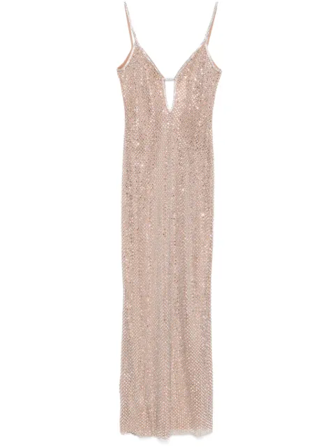 Self-Portrait rhinestoned fishnet maxi dress