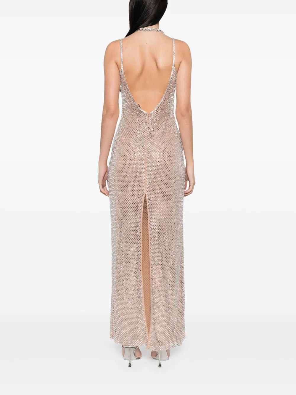 Self-Portrait Maxi-jurk met stras Zilver
