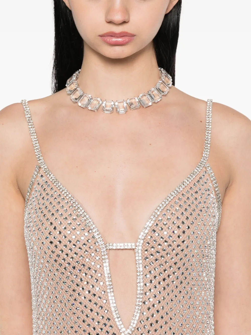 Self-Portrait Maxi-jurk met stras Zilver