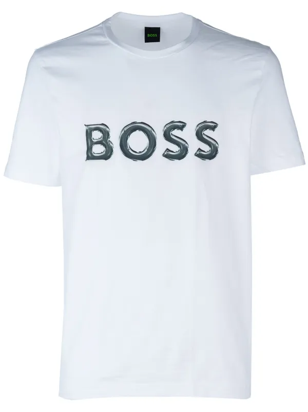 HUGO logo print T shirt White FARFETCH CA