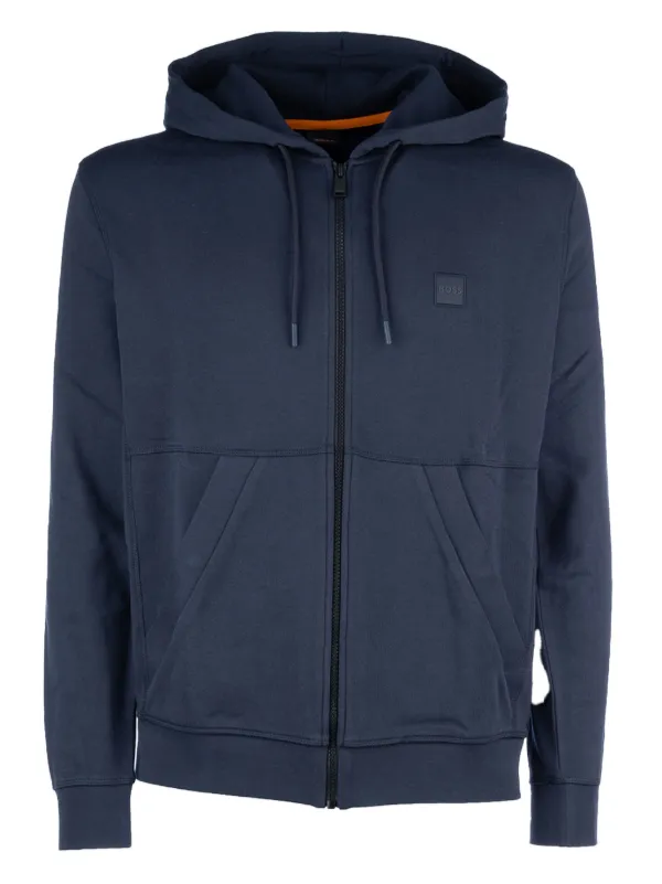 BOSS Logo zip up Hoodie Blue FARFETCH CA