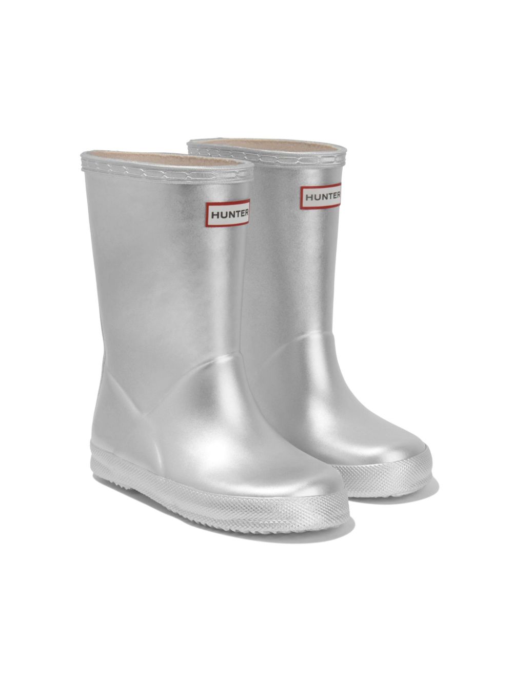 Hunter Kids logo-patch wellies Silver