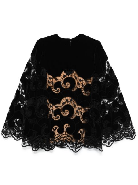 Elie Saab blusa de terciopelo con encaje bordado