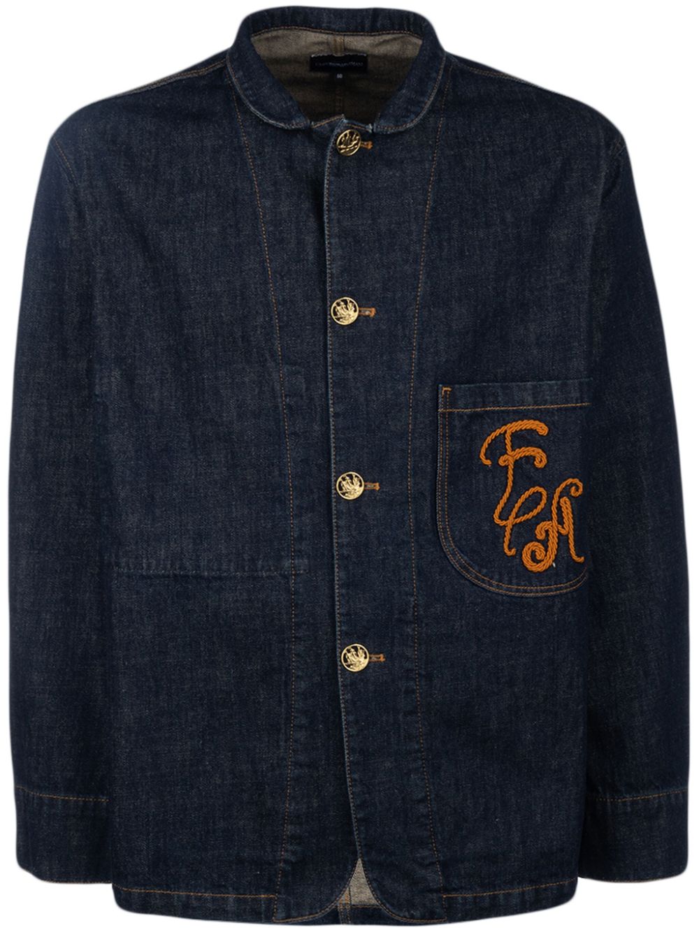 logo-embroidered denim jacket